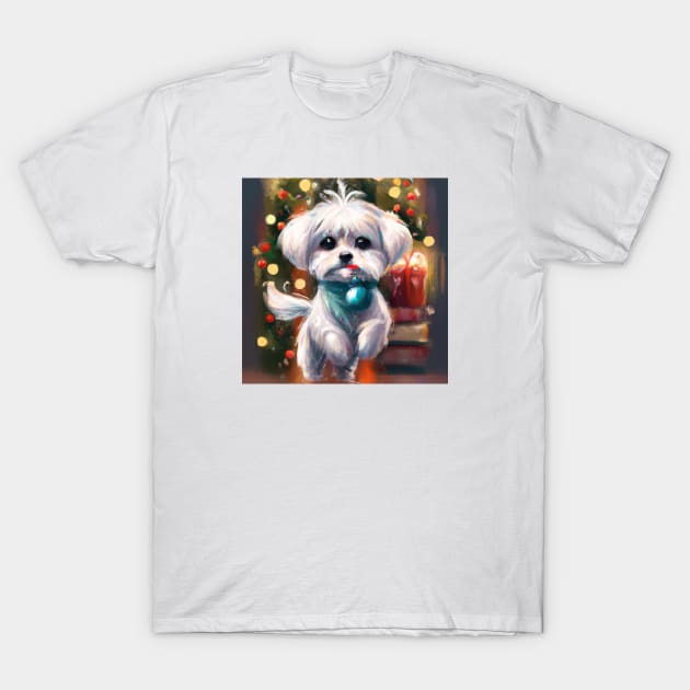 Cute Maltese Dog Drawing T-Shirt by Play Zoo